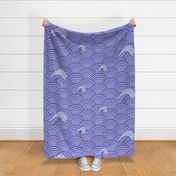 Art Deco Japanese waves scallop repeat design in violet blue pantone 2021 very pery
