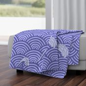 Art Deco Japanese waves scallop repeat design in violet blue pantone 2021 very pery