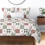 deer fawn patchwork - sage and rose
