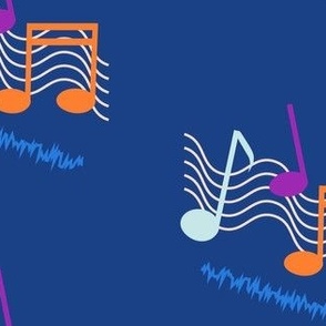 large music notes on blue background