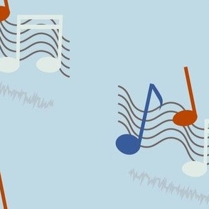 large music notes on light blue background