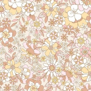 Candyfloss floral soft brown pink by Jac Slade