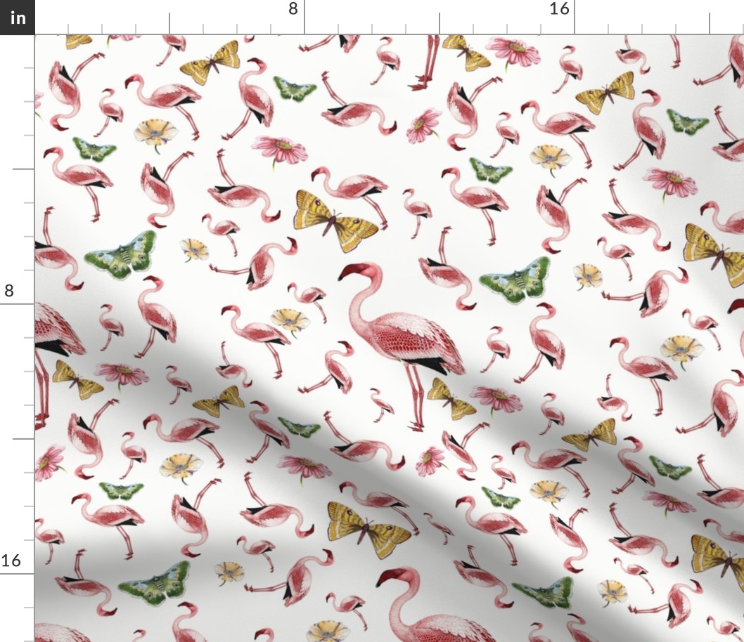 Flamingo Floral on White