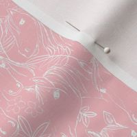 Wild horses and blossom sweet kids freehand design white on blush pink 