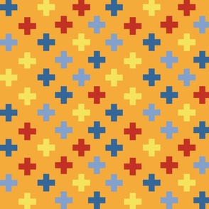 Yellow, red and blue crosses - Large scale