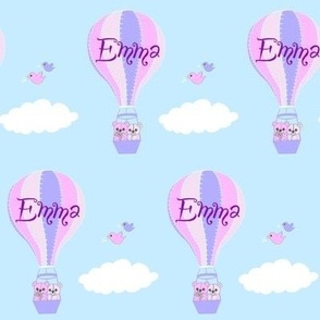 Emma name on pastel hot air balloons