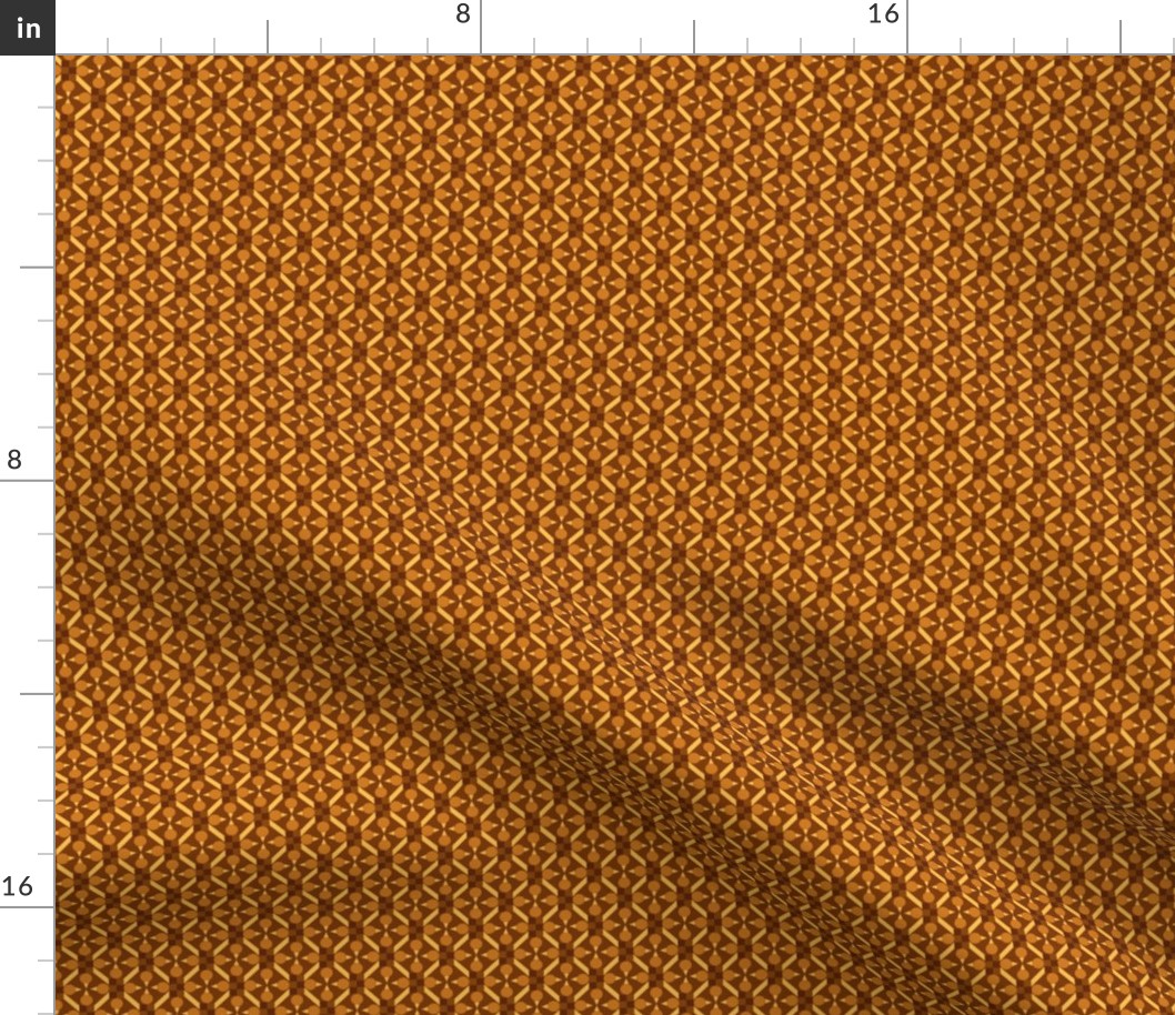 TRV3 - Small - Geometric Topsy Turvy Grid in Golden Brown Medley