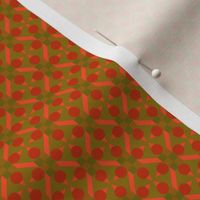 TRV7 - Small -  Topsy Turvy Geometric Grid in Orange and Olive Green