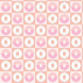 Retro Flower check coral pink by Jac Slade
