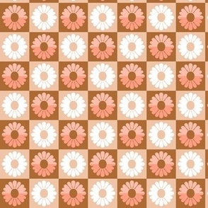 Retro Flower check coral brown by Jac Slade