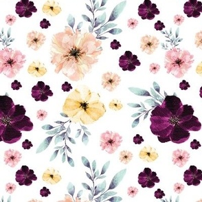 floral  watercolor white background