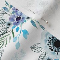 flower blue watercolor