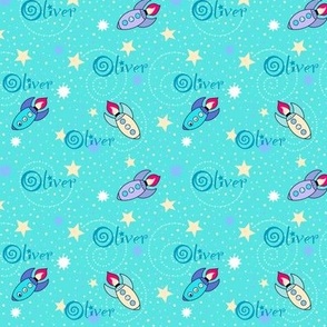 Oliver name on turquoise 