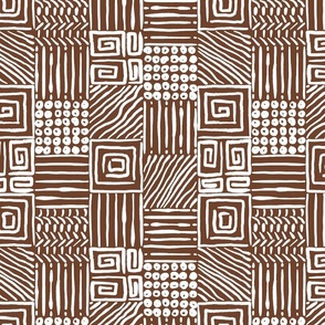 African Geometrics on Cinnamon Brown