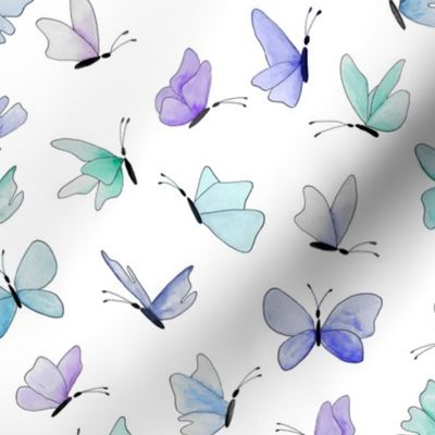 watercolor butterflies - blue mix - ELH