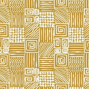 African Geometrics on Mustard Orange