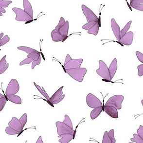 watercolor butterflies - mauve on white - ELH