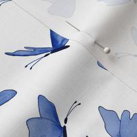 watercolor butterflies - royal blue on white - ELH
