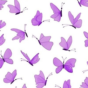 watercolor butterflies - mad purple on white - ELH