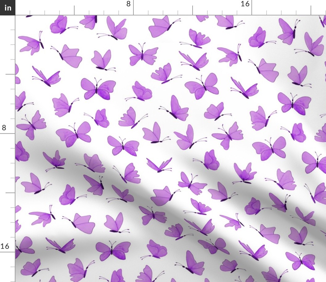 watercolor butterflies - mad purple on white - ELH