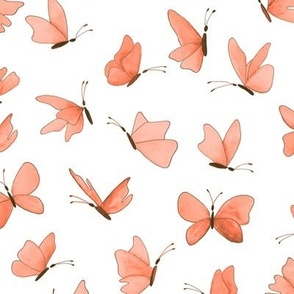 watercolor butterflies - bronze and coral on white - ELH