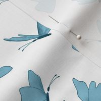 watercolor butterflies -  sailing blues on white - ELH