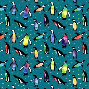 rainbow penguins  teal smaller size