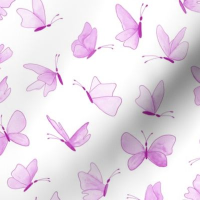 watercolor butterflies - orchid pink on white - ELH