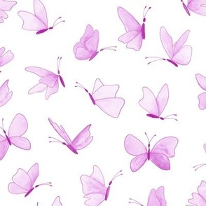 watercolor butterflies - orchid pink on white - ELH