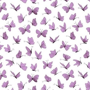 small watercolor butterflies - mauve on white - ELH