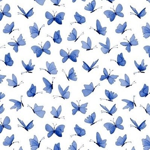 watercolor butterflies - royal blue on white small - ELH