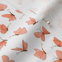 small watercolor butterflies - bronze and coral on white - ELH