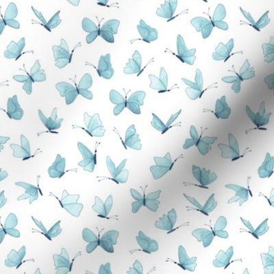 small watercolor butterflies - navy and light blue on white - ELH