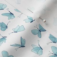 small watercolor butterflies - navy and light blue on white - ELH