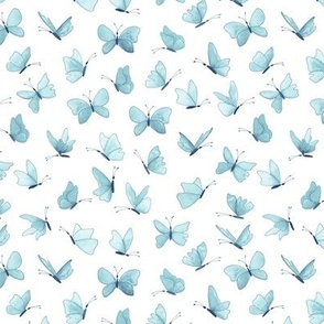 small watercolor butterflies - navy and light blue on white - ELH