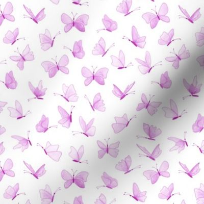 small watercolor butterflies - orchid pink on white - ELH