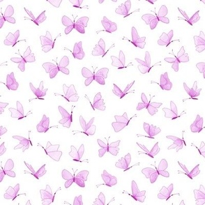 small watercolor butterflies - orchid pink on white - ELH