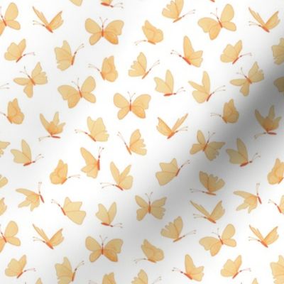 small watercolor butterflies - creamsicle orange on white  - ELH