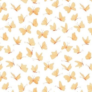 small watercolor butterflies - creamsicle orange on white  - ELH