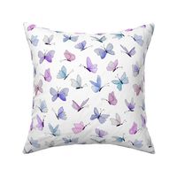 watercolor butterflies - purple mix on white - ELH