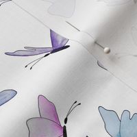 watercolor butterflies - purple mix on white - ELH
