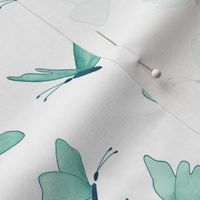 watercolor butterflies - navy and teal on white - ELH