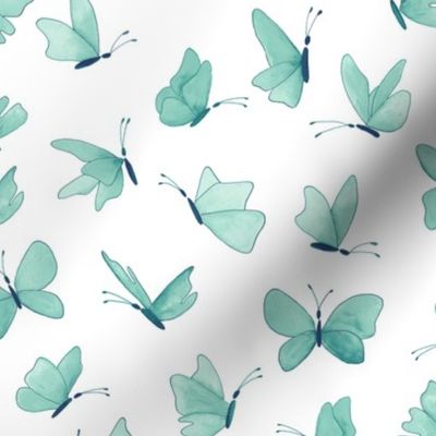 watercolor butterflies - navy and teal on white - ELH