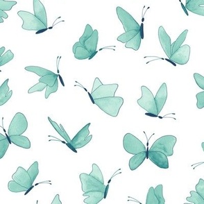 watercolor butterflies - navy and teal on white - ELH