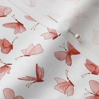 small watercolor butterflies - autumncolors reds on white - ELH