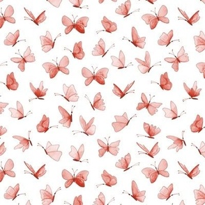 small watercolor butterflies - autumncolors reds on white - ELH