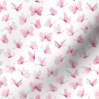 small watercolor butterflies - cherry red and pink on white - ELH