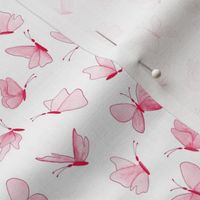 small watercolor butterflies - cherry red and pink on white - ELH