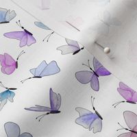 small watercolor butterflies - purple mix on white - ELH