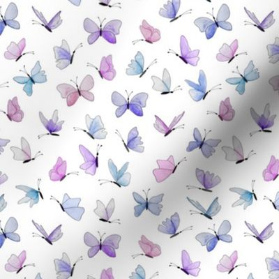 small watercolor butterflies - purple mix on white - ELH